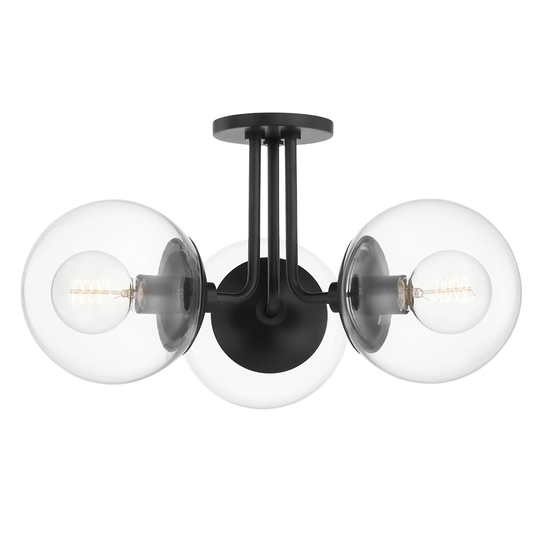 Mitzi by Hudson Valley Meadow 3-light Aged Brass Semi Flush with Clear Glass