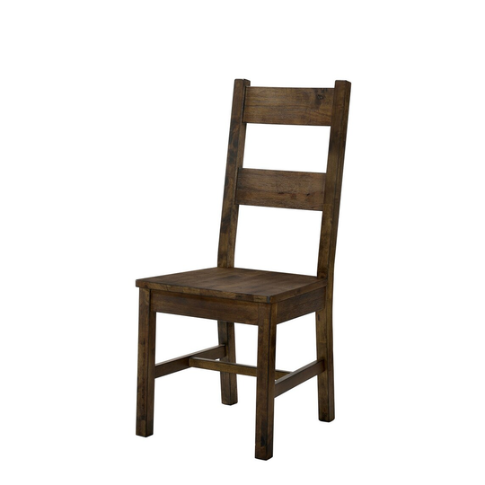 Transitional Style Solid Wood Side Chair with Block Legs, Pack of Two, Brown - 42.125 H x 18.5 W x 20.875 L Inches