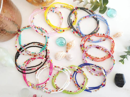 Panoply Pearl Colorful Seed Bead Necklaces Or 3 Wrap Bracelets - Choose Your Color