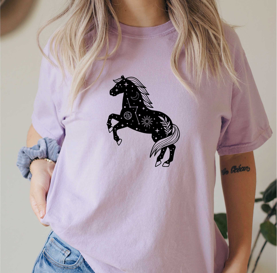Comfort Colors Celestial Animals Shirt, Horse Top, T-Shirt, Comfy Oversized Boho Shirt