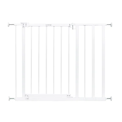 Summer Everywhere Extra Wide Walk-Thru Safety Gate Safety Baby Gate, Fits Openings 28.75-39.75 Wide, Metal, for Doorways & Stairways, 30 Tall, White,