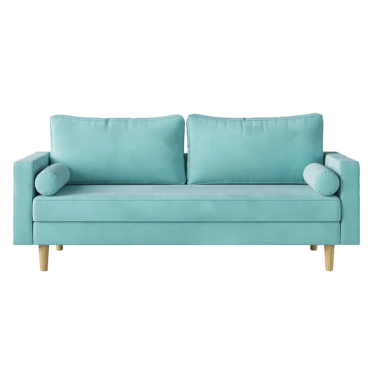 74-inch Solid Wood Suede Upholstery Sofa with Detachable Bag, Round Pillowcase