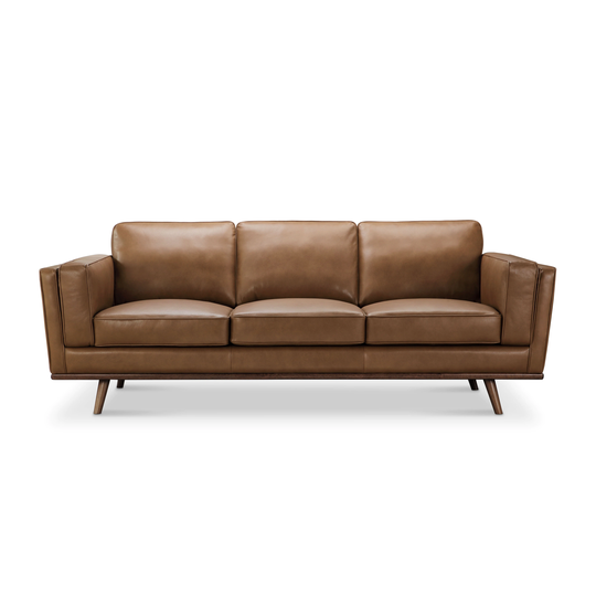 Abbyson Taverly Mid Century Top Grain Leather Sofa