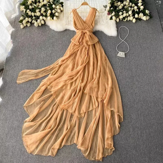 Elegant Powder Color Dress, Fairy Prom Dress Shiny Snuff-Colored