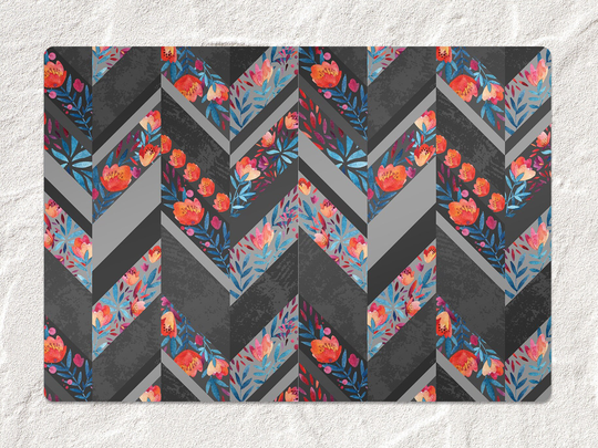 Chevron Vintage Flowers Chair Mat, Gray Protective Blue Splat Vinyl Floor Flooring, Gift Idea