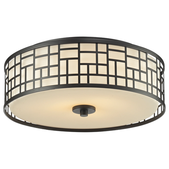 Avery Home Lighting Elea 3-light Bronze Ceiling Flush Mount with Matte Opal Glass