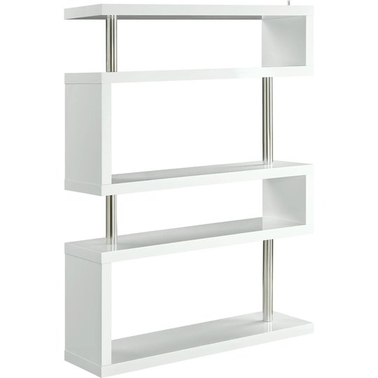 Bookcase in High Gloss White and Stainless Steel