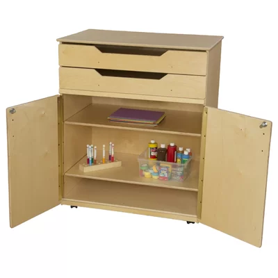 2 Compartment Classroom Cabinet with Casters