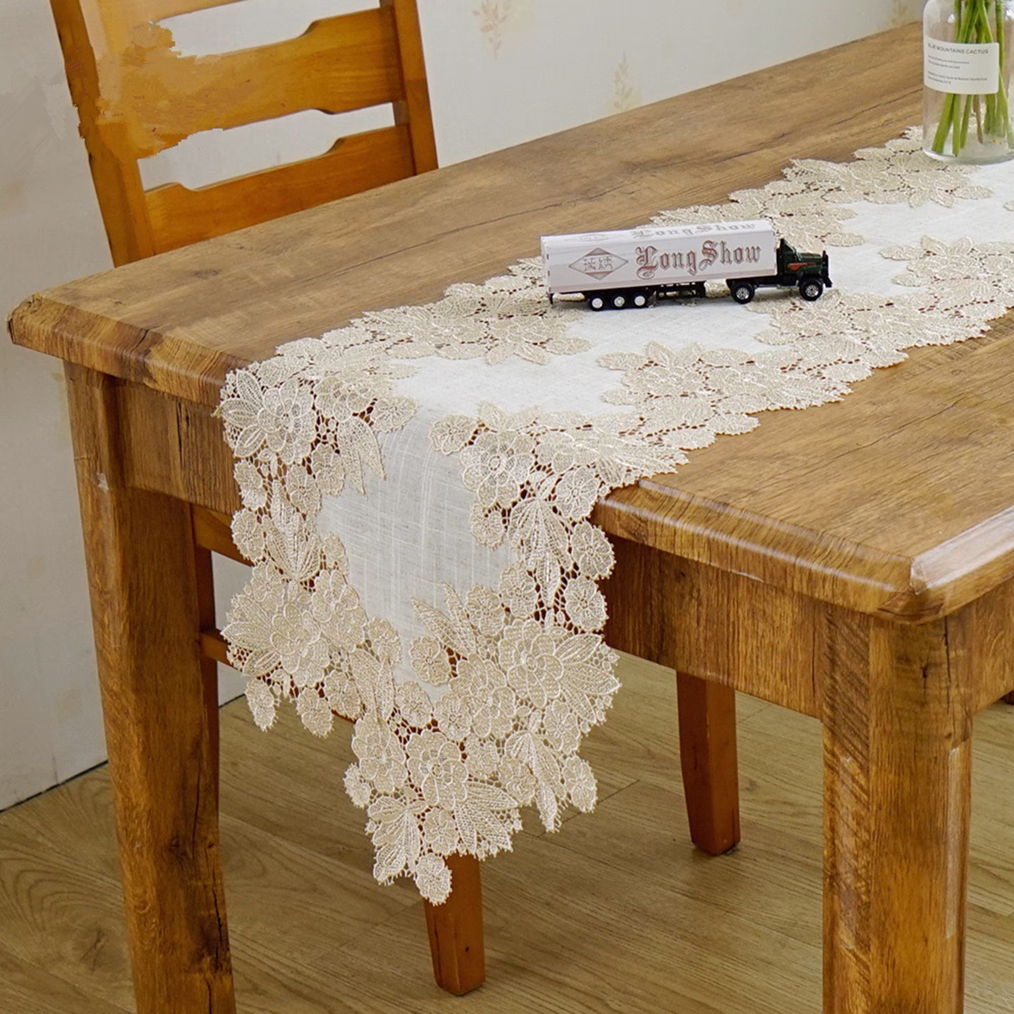 Lace Embroidery Table Runner, Linen Runner, Table Runners For Home, Floral/Placemats/Doilies, Table Decor, Table Cloth