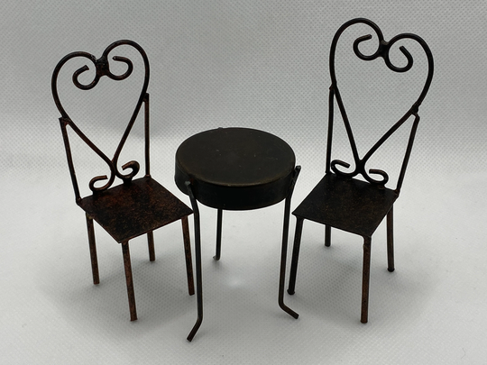 Dollhouse Miniature Table & Chairs ~ Cafe Ice Cream Shop Malt Furniture 112Th Scale Accessory Diorama Room Box ~Vignette