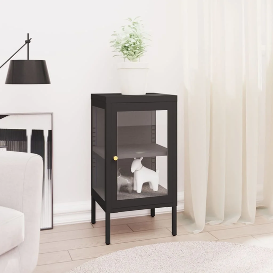 Sideboard Black 15"x13.8"x27.6" Steel and Glass