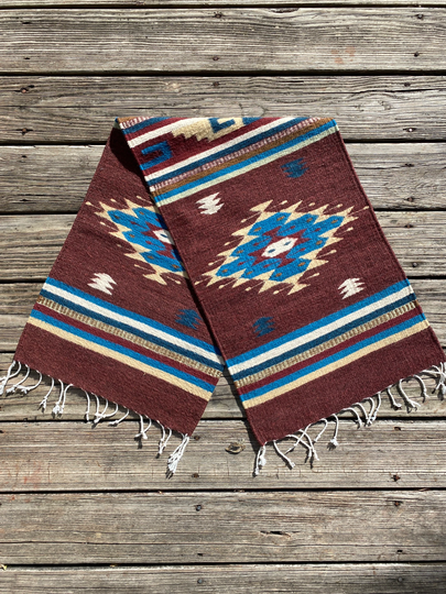 Zapotec Southwest Wool Table Runner/Wall Tapestry Measuring 49 X 16 Inches - Handwoven in Oaxaca, Mexico