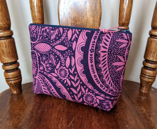 Zipper Pouch Quilted All Purpose Fabric Coin Purse Geometric Pencil Case Cosmetic Bag Makeup Toiletry