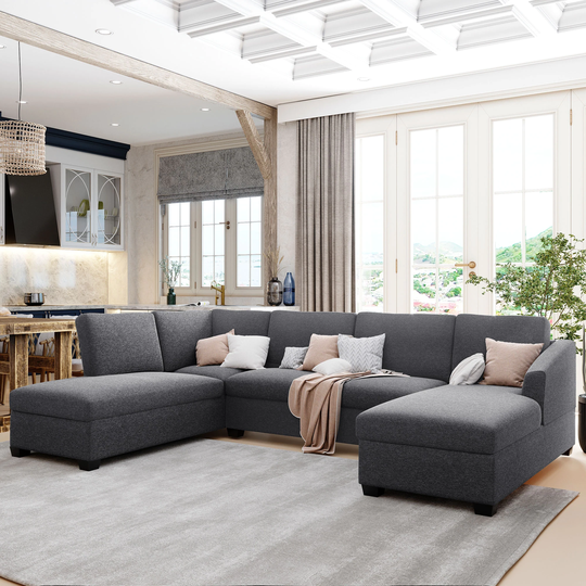Modern U-Shape Sectional Sofa with Extra Wide Chaise Lounge Couch