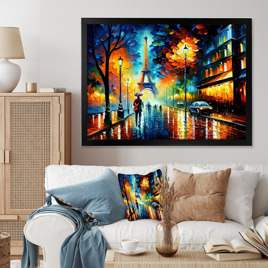 Designart 'Colorful City Paris Eiffel' Cityscapes Framed Art Print