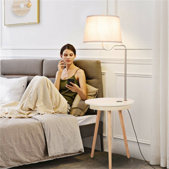 End Table Floor Lamp Table Lighting Wireless, Side Table with Charger