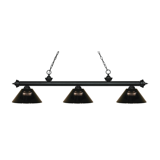 Avery Home Lighting Riviera Matte Black 3-light Island/Billiard Smoke-finished Light - Matte Black