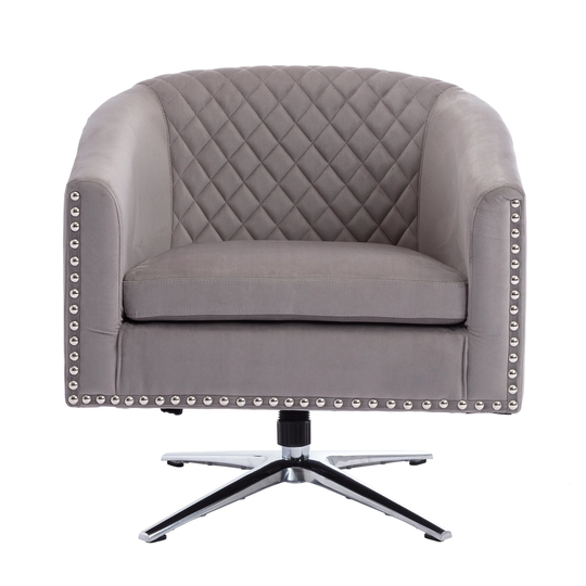 Swivel Barrel Chair Living Room Chair with Nailheads and Metal Base