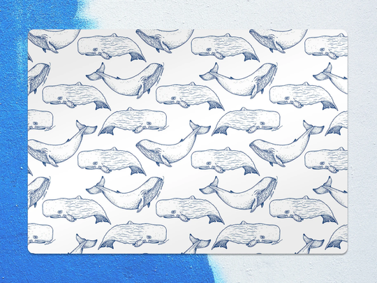 Blue Whale Chair Mat, Navy Splat White Vinyl Floor Animal Protective Pad, Decorative Gift Idea