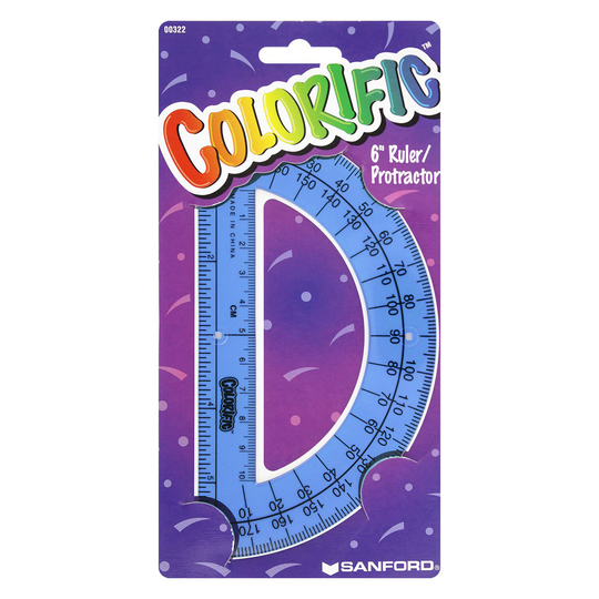 Sanford Colorific 6 Inch Translucent Plastic Ruler/Protractor | Colors May Vary
