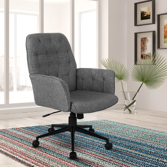 Upholstered Tufted Office Chair with Arms