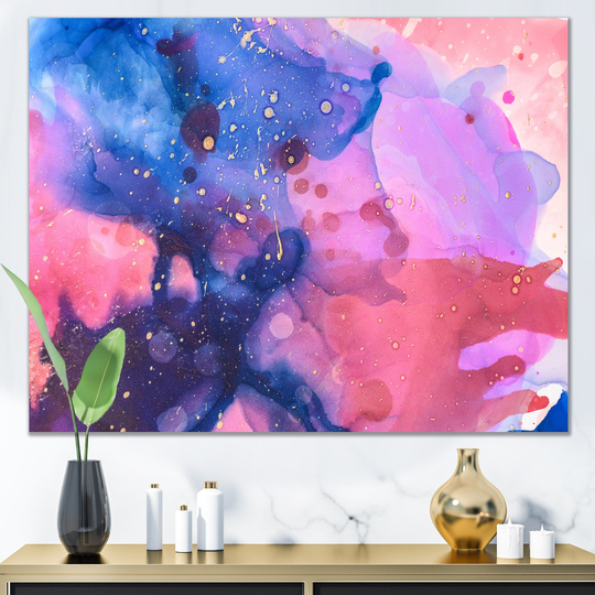Designart 'Colored Splashes Inks Abstract' Abstract Canvas Art Print