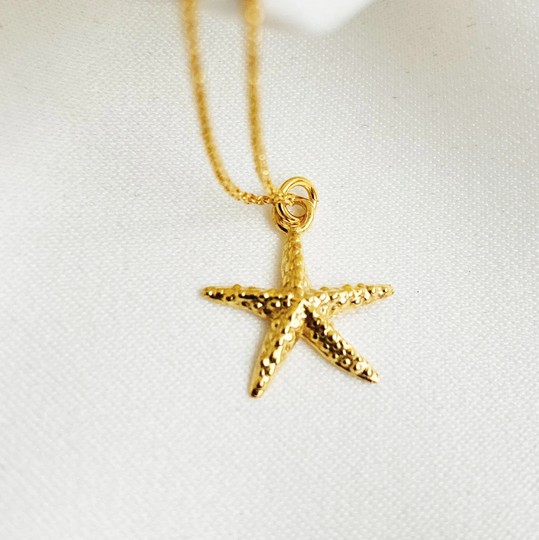 Starfish Necklace, Gold Starfish Pendant, Beachcomber Necklace, Dainty Sea Life Tiny Star Fish Charm, Personalized Beach Jewelry