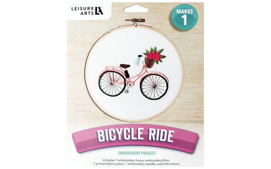 Leisure Arts 6" Embroidery Kit | Bicycle Ride Weekend Project Diy Craft