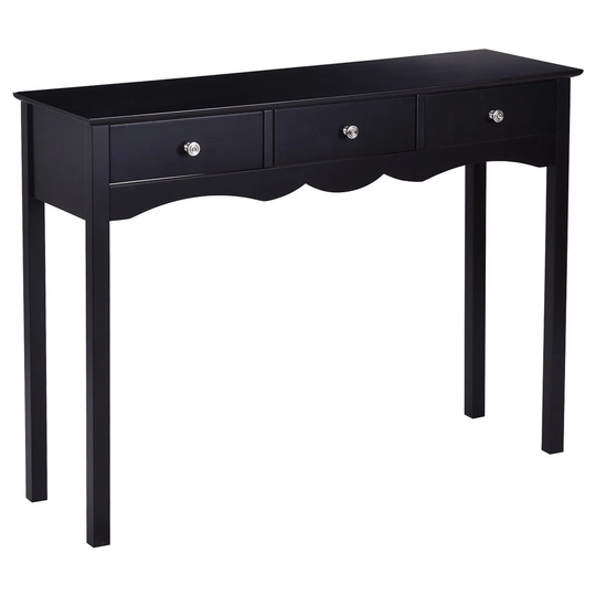 Hall table Side Table w/ 3 Drawers-Black - 39.4" x 12.6" x 29.5"(L x W x H)