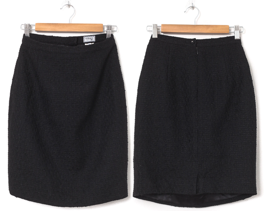 Vintage Women's Versace Pencil Midi Skirt Wool Black Size It 42 Us 6
