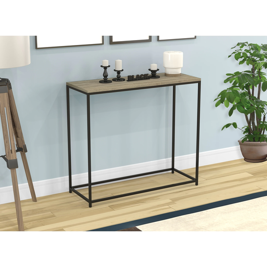 Console Table-Dark Taupe/Black Metal