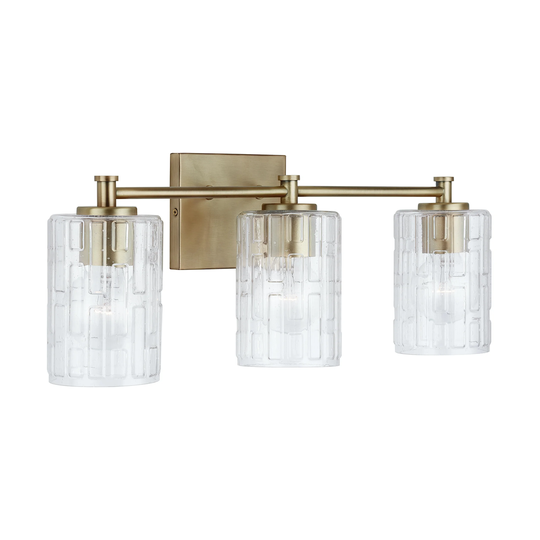 Emerson 3-light Bath/ Vanity Fixture w/ Embossed Seeded Glass