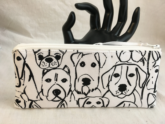 Dogs Slim Pencil Case, Glasses Makeup Pouch, Crochet Hook Case