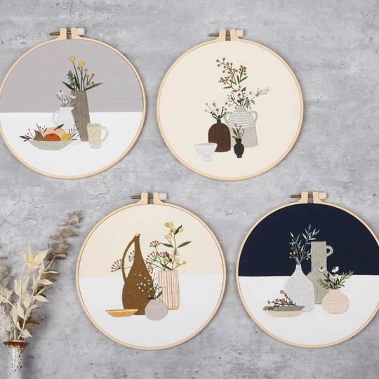 Vase Flowers Embroidery Kit Beginner, Vase Art Kit, Flower Arrangement Art, Diy Hand Full Kit, Gifts For Her