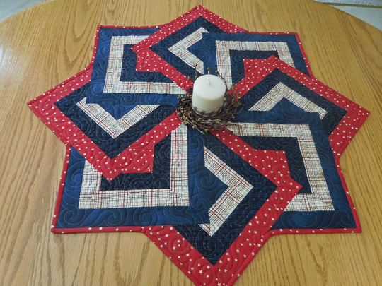 Patriotic Quilted Table Runner, Red White & Blue, Stars Stripes, Flag Home Decor, Fourth Of July, July 4Th