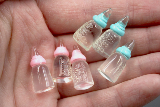 Baby Bottle - Pink Girl Or Blue Boy Miniature For 16 Scale Infant Doll Dollhouse Nursery Dollhouse, Model Supplies