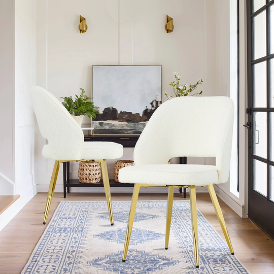 Upholstered Side Chair with Golden Metal Legs