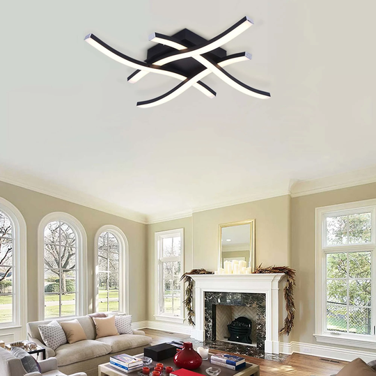 4 - Light Modern Black Strip 15.6" Linear Integrated LED Semi-Flush Mount