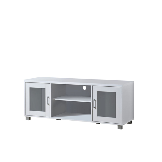 57" White Entertainment Center with Charcoal Finish