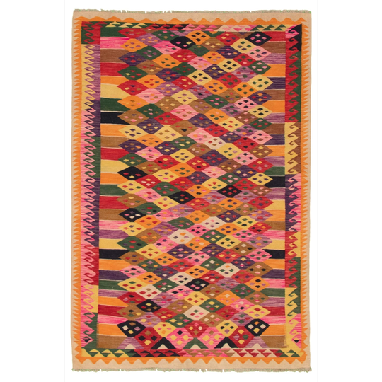 Flat-weave Old Style Multi Color Wool Kilim