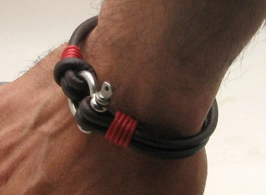 Men Bracelet, Men's Leather Bracelet, Brown Men's Bracelet With Silver Plated Omega Clasp, Gift For Men, Him