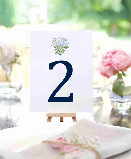 Hydrangea Bunch Table Number, Wedding Cards, Cape Cod Wedding, Printed, Custom Decor, Nautical Printed #, Beach