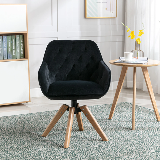 Solid Wood Tufted Upholstered Armless Home Office Chair