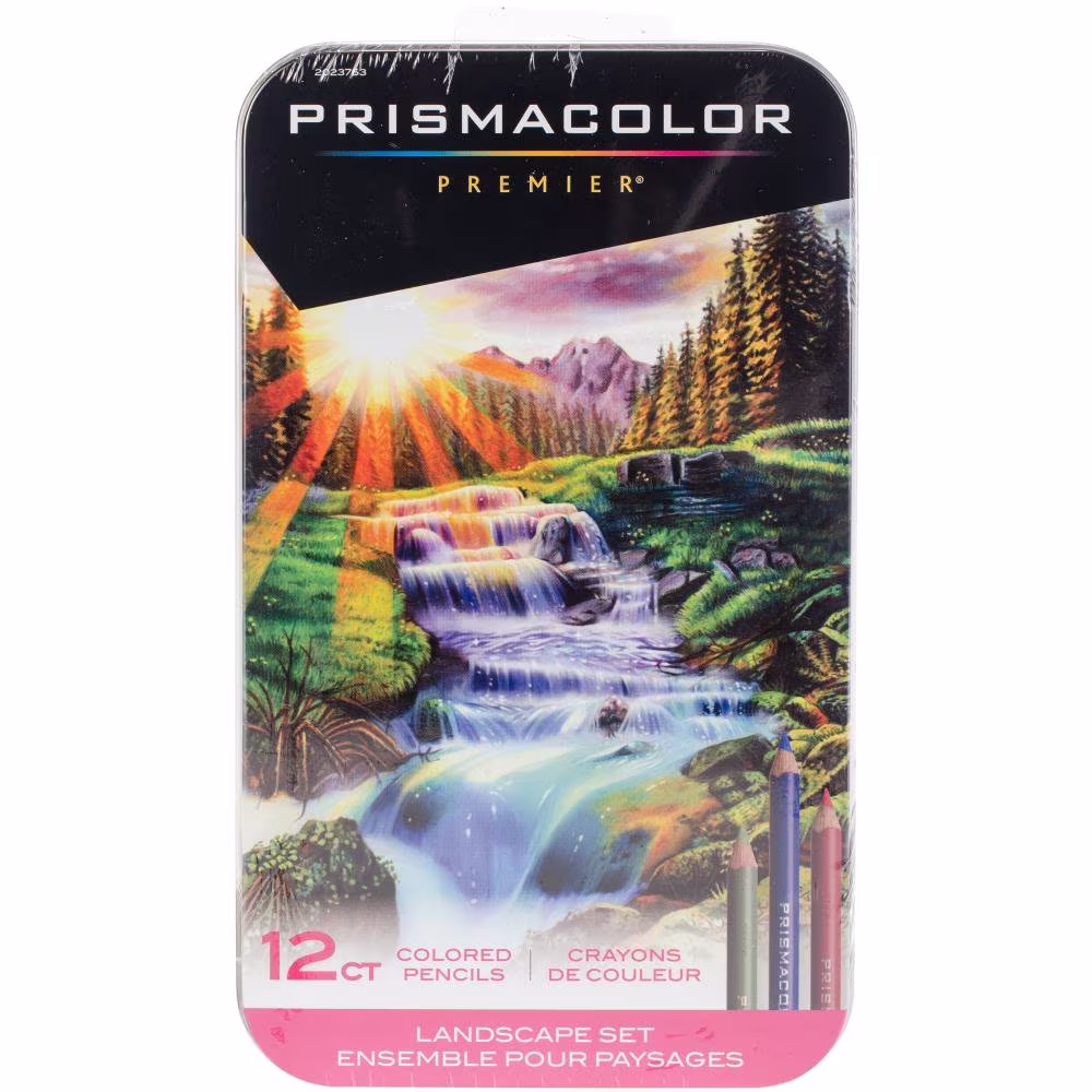 Prismacolor Landscape Colored Pencil Set 12 Piece in Tin Case Color Selection Ideal For Drawing Soft Core Pencils