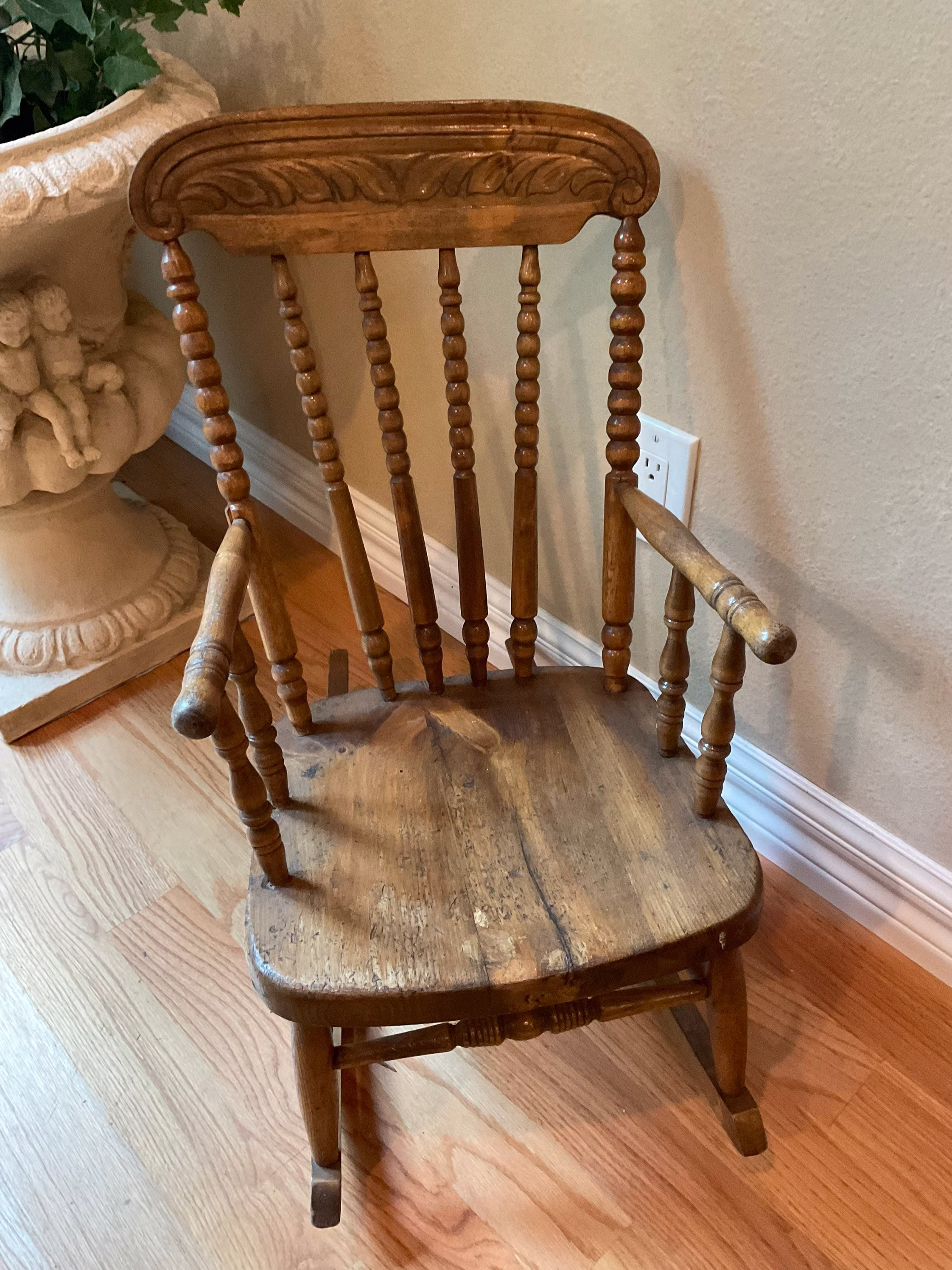 Antique Child's Spindle Spool Hand Made Rocking Chair