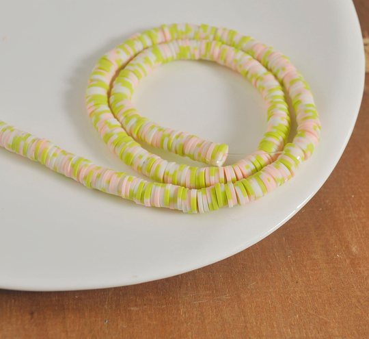 6mm Vinyl Heishi Beads, Mixed Color Polymer Clay Beads, African Polymer Clay Diy Making Jewelry Bead, Length 40cm6-29#