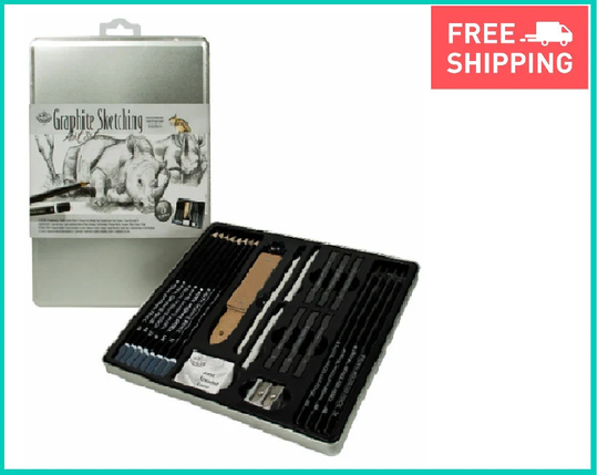 25 Piece Sketch & Drawing Pencil Set Sketching Art Kit Royal Langnickel in Tin