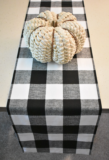 Buffalo Check Table Runner, Plaid Black & White Fall Christmas Farmhouse Runner