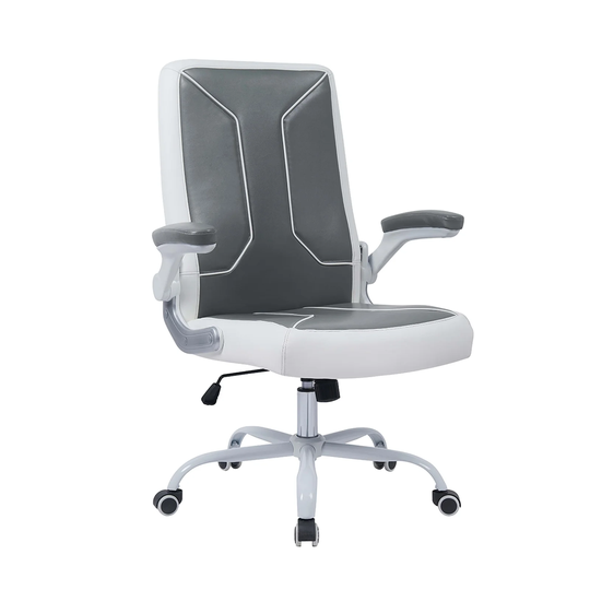 VESTA Office Chair Adjustable Armrest Rolling Meeting Room Chair, Grey/White - N/A
