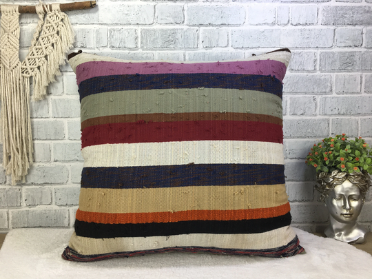 Sofa Kilim Pillow, 24x24 Decorative Throw Floor Christmas Boho Corner 1834